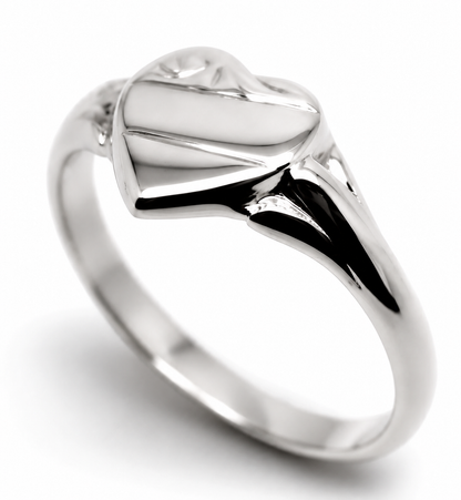 Genuine Sterling Silver 925 Heart Signet Ring 201 - Choose your size