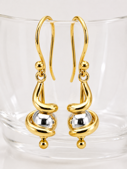 Kaedesigns 9ct 9k 375 Yellow & White Gold 8mm Swirl Ball Earrings