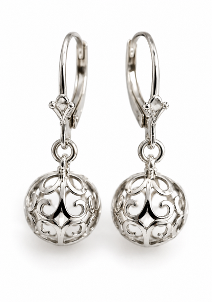 Genuine Sterling Silver 925 Ball Earrings 10mm Continental Clip Earrings