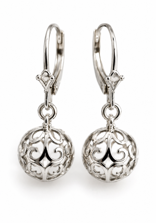 Genuine Sterling Silver 925 Ball Earrings 10mm Continental Clip Earrings