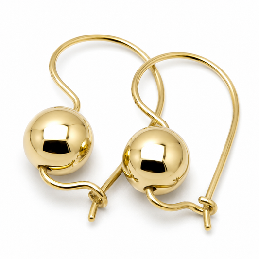 Kaedesigns Genuine 9ct 9k 375 Yellow, Rose or White Gold 8mm Plain Ball Drop Earrings