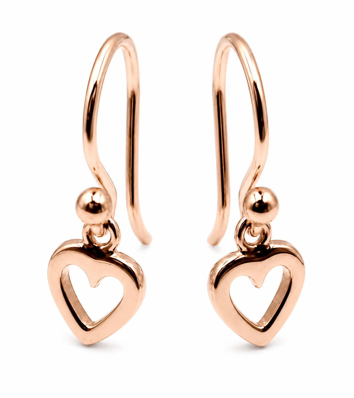 Kaedesigns Genuine 9ct 9k 375 Solid Delicate Small Yellow, Rose or White Gold Dangle Open Heart Earrings
