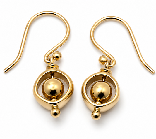 Genuine 9k 9ct 375 Yellow, Rose or White Gold Spinning Belcher Ball Earrings