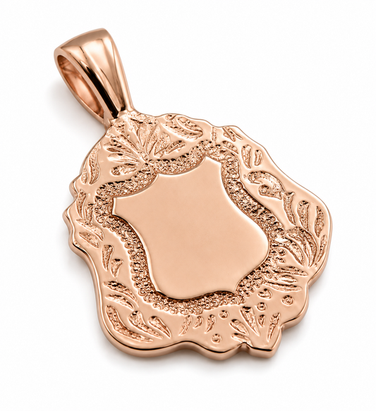 Kaedesigns Genuine Solid 9K 9ct 375 Yellow, Rose or White Gold Shield FOB Pendant