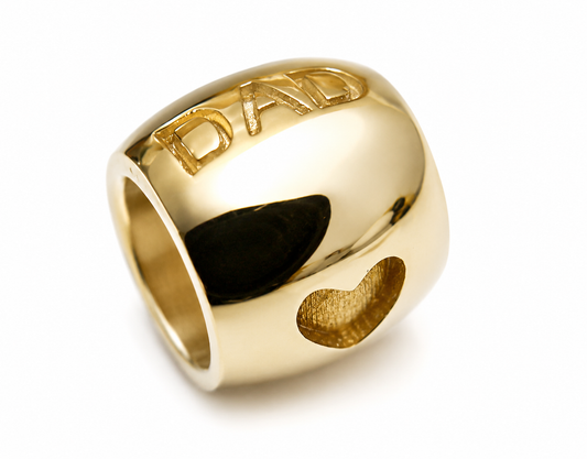 Genuine 9ct 9k 375 Yellow, Rose, White Gold Or Silver Dad Bead Charm