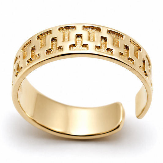 Genuine Solid 9ct Yellow, Rose, White Gold or Sterling Silver Solid 5mm Patterned Toe Ring