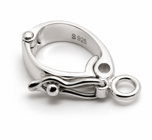 11mm x 8mm Small Sterling Silver 925 Enhancer Bail Clasp jump ring & safety latch