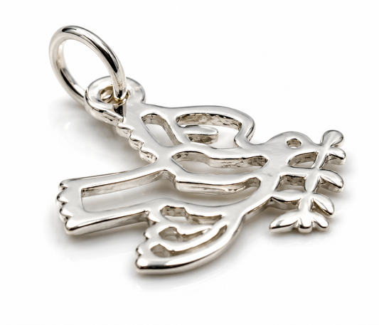 Sterling Silver 925 Peace Dove with Olive Branch Charm Or Pendant