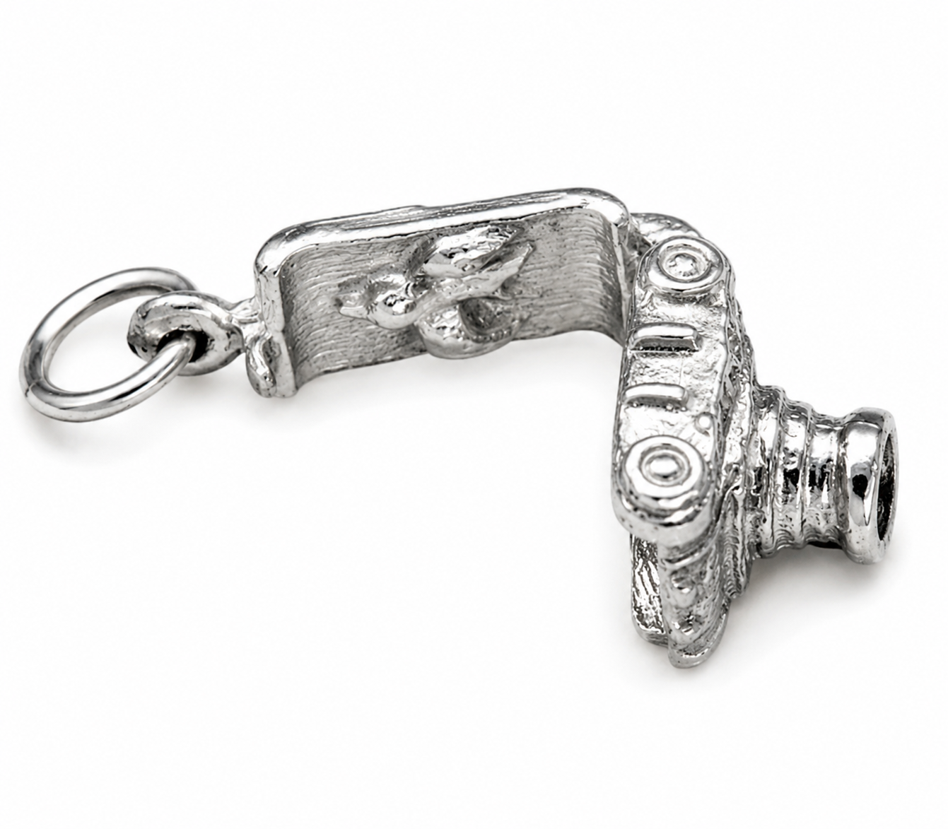 Genuine Sterling Silver 925 Camera Photographer Open Pendant / Charm