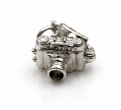 Genuine Sterling Silver 925 Camera Photographer Open Pendant / Charm