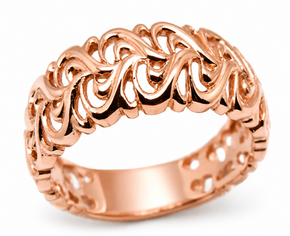 Genuine 9ct 9k 375 Solid Yellow, Rose or White Gold Flower Filigree Ring In Your Size