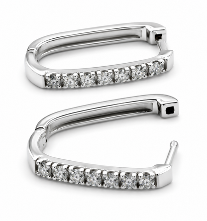 Genuine 9ct 9k 375 Yellow, Rose or White Gold Lab Grown Diamond Rectangular Hoop Earrings