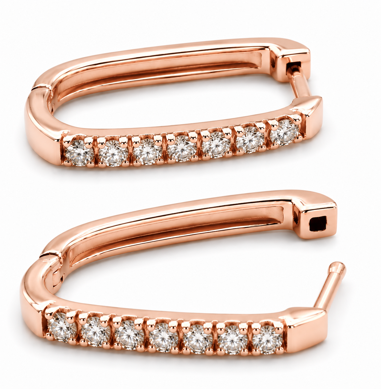 Genuine 9ct 9k 375 Yellow, Rose or White Gold Lab Grown Diamond Rectangular Hoop Earrings