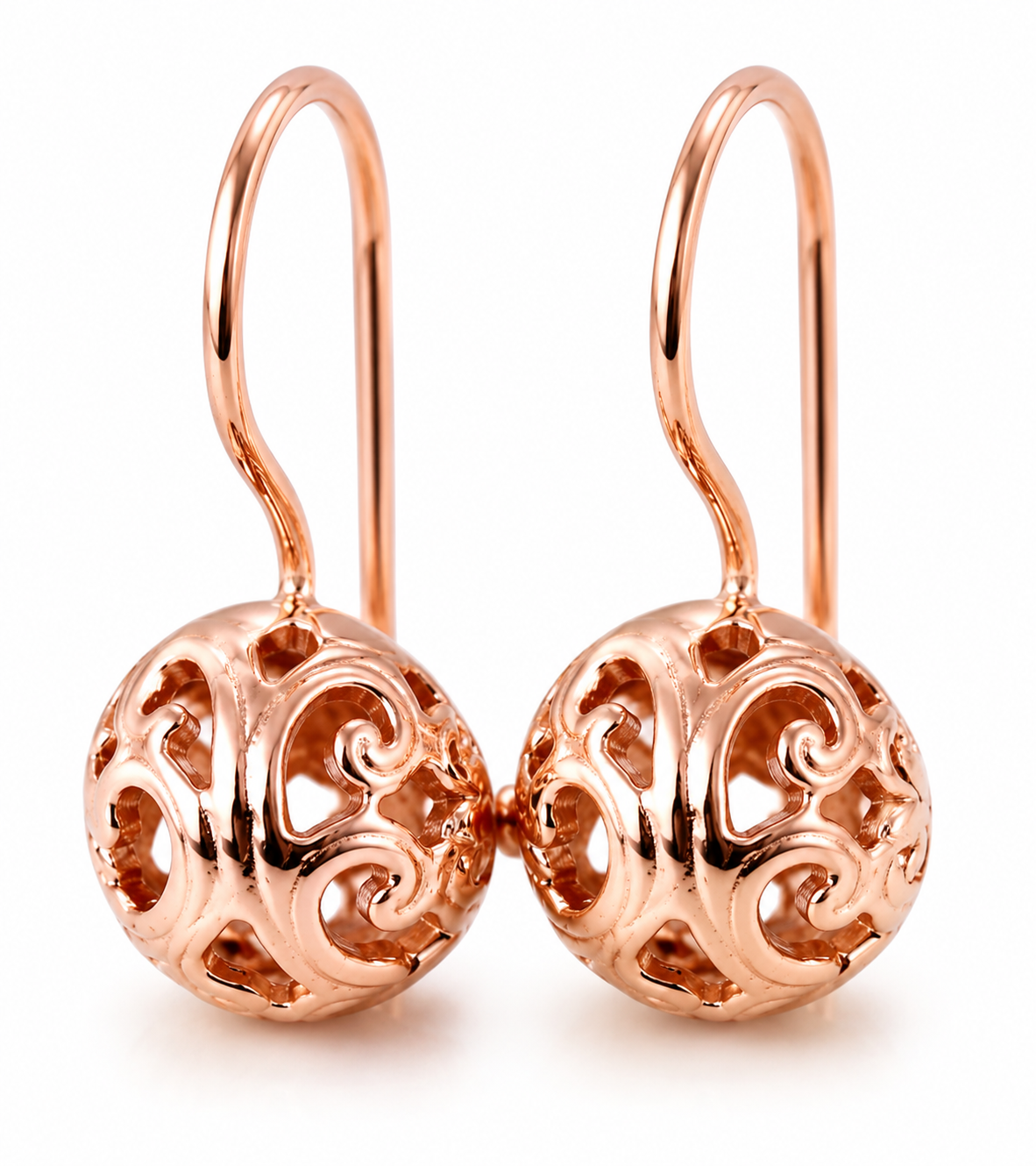 Genuine 9ct 9K 375 Yellow, Rose or White Gold 10mm Half Ball Filigree Earrings