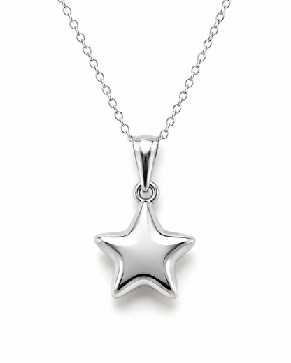 Genuine 9ct 9K 375 Yellow, Rose or White  Gold Thin Cable Chain Necklace 45cm + Star Pendant