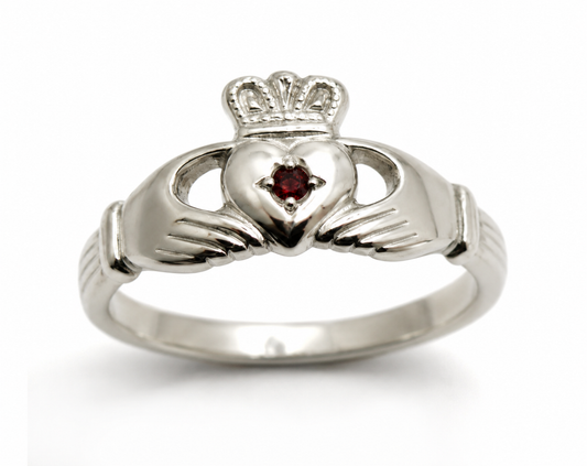 Kaedesigns Sterling Silver 925 Ruby (Birthstone July) Claddagh Ring