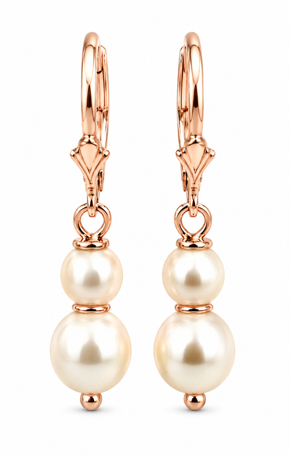 Genuine 9ct 9k 375 Yellow or Rose Gold 6mm & 8mm White Pearl Continental Clip Earrings