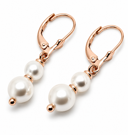 Genuine 9ct 9k 375 Yellow or Rose Gold 6mm & 8mm White Pearl Continental Clip Earrings