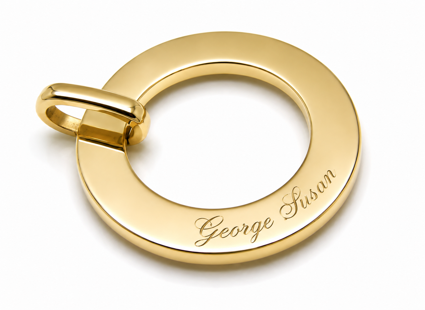 Genuine Solid 9ct Yellow, Rose or White  Gold / 375, Personalized & Engravable Circle Pendant