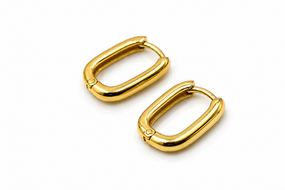 Handmade Genuine 9ct 9K 375 Yellow, Rose or White Gold Paper Clip Huggie 8mm or 10mm Long Earrings