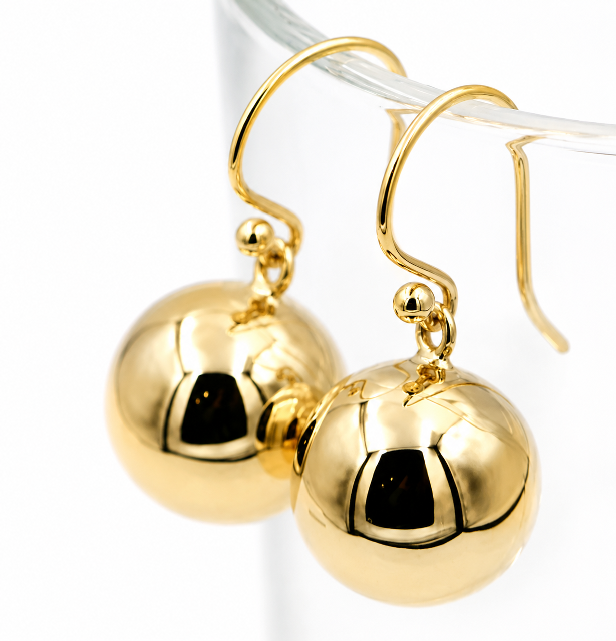 Kaedesigns Genuine 9ct 9kt 375 Yellow, Rose or White Gold 14mm Euro Ball Drop Earrings
