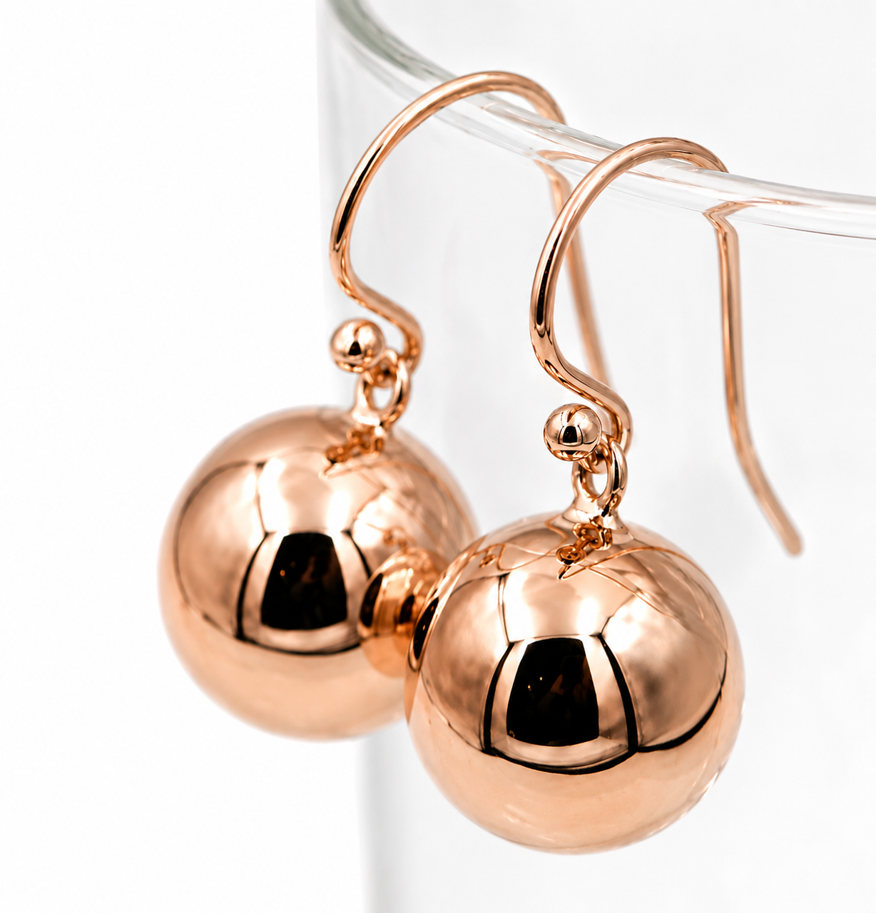 Kaedesigns Genuine 9ct 9kt 375 Yellow, Rose or White Gold 14mm Euro Ball Drop Earrings