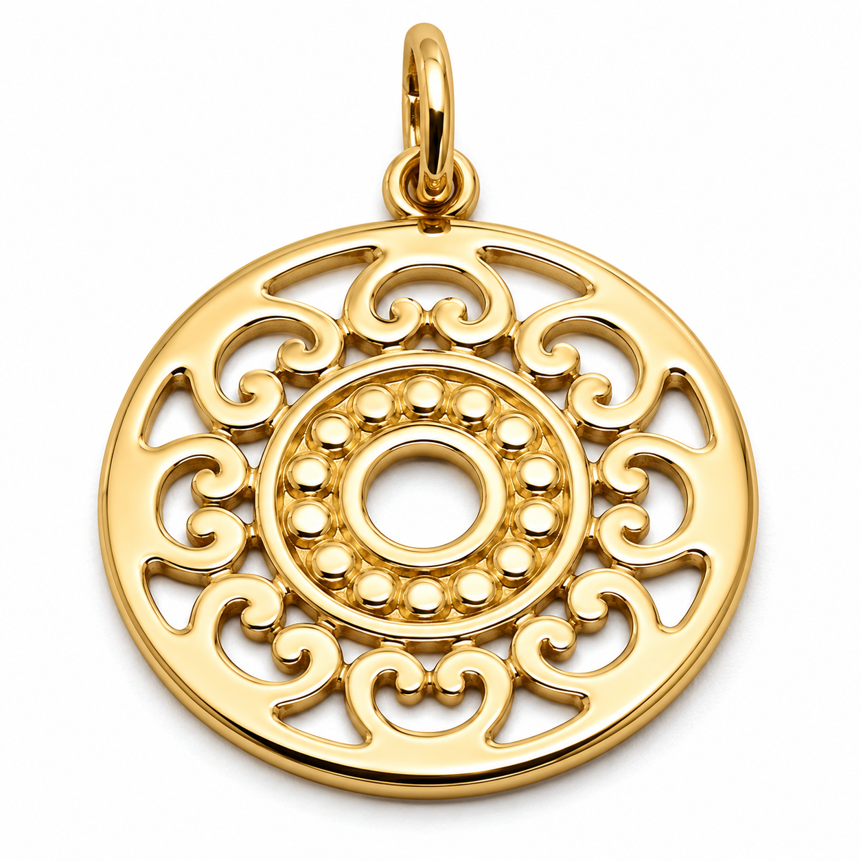Kaedesigns Genuine 9ct 9k 375 Yellow, Rose or White Gold Circle Filigree Pendant