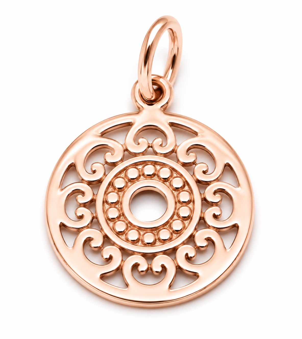 Kaedesigns Genuine 9ct 9k 375 Yellow, Rose or White Gold Circle Filigree Pendant