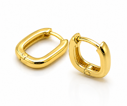 Handmade Genuine 9ct 9K 375 Yellow, Rose or White Gold Paper Clip Huggie 8mm or 10mm Long Earrings