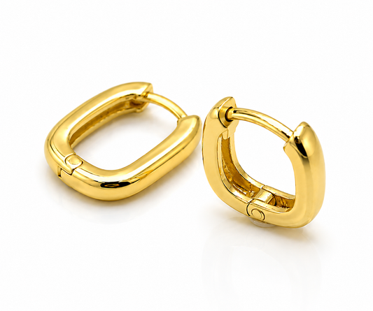 Handmade Genuine 9ct 9K 375 Yellow, Rose or White Gold Paper Clip Huggie 8mm or 10mm Long Earrings