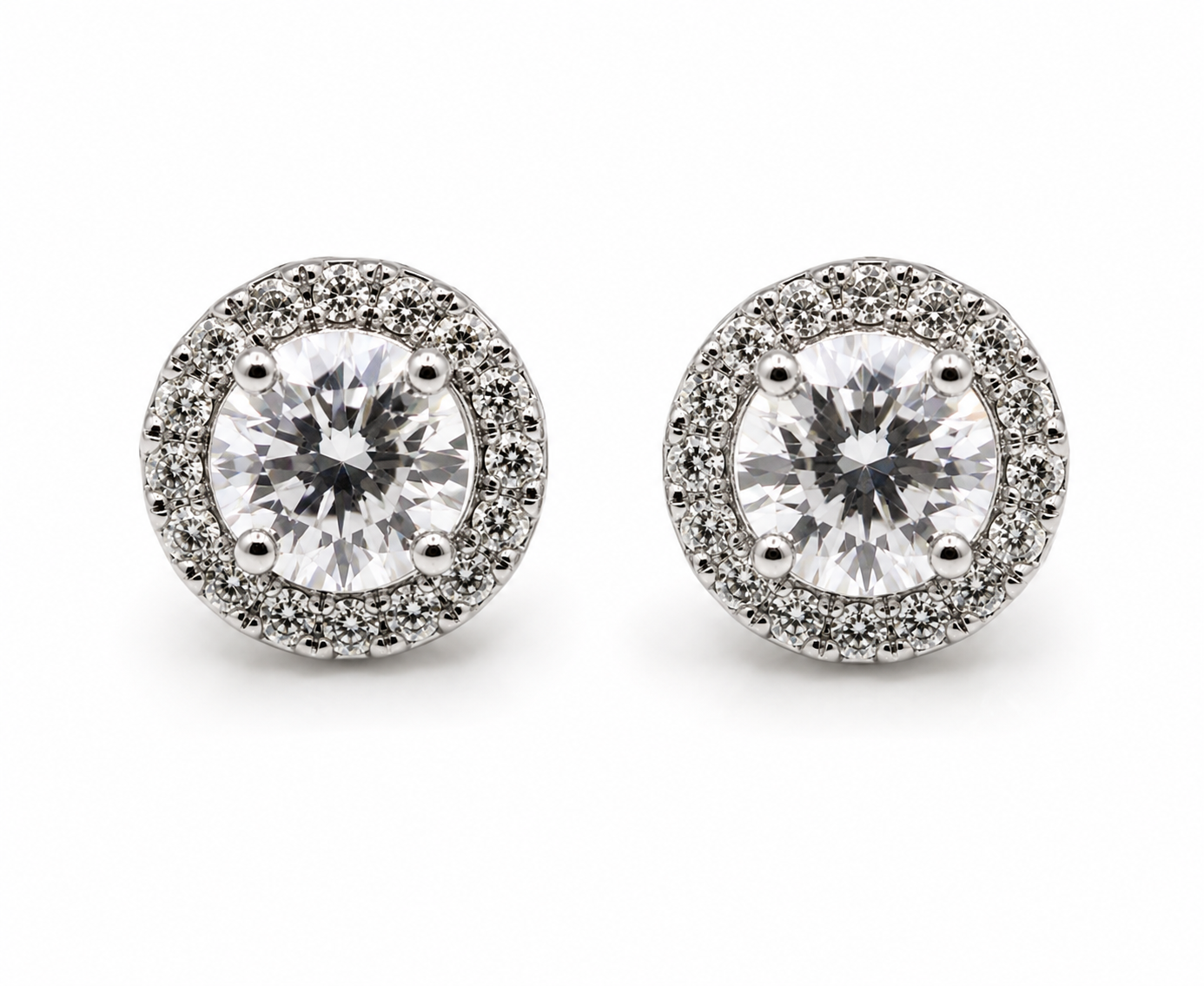 Genuine 9ct 9k White Gold G/S1 2ct Lab Grown Diamond Studs Earrings