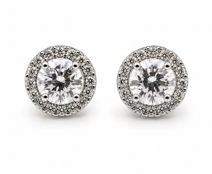 Genuine 9ct 9k White Gold G/S1 2ct Lab Grown Diamond Studs Earrings