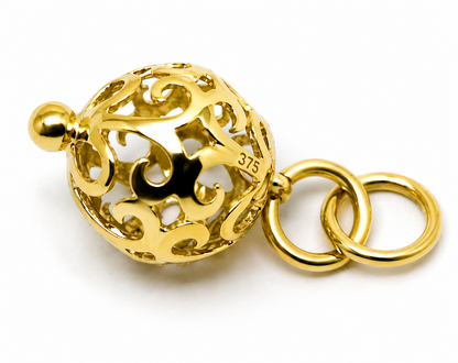 Genuine Double bale 9ct 9k 375 Yellow, Rose or White Gold 10mm Filigree Ball Pendant