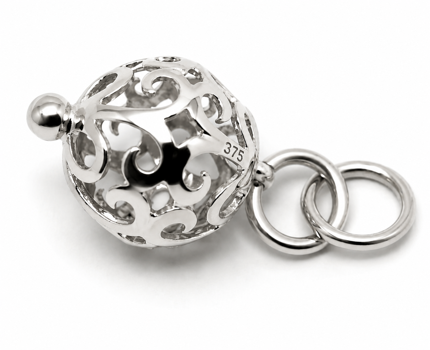 Genuine Double bale 9ct 9k 375 Yellow, Rose or White Gold 10mm Filigree Ball Pendant