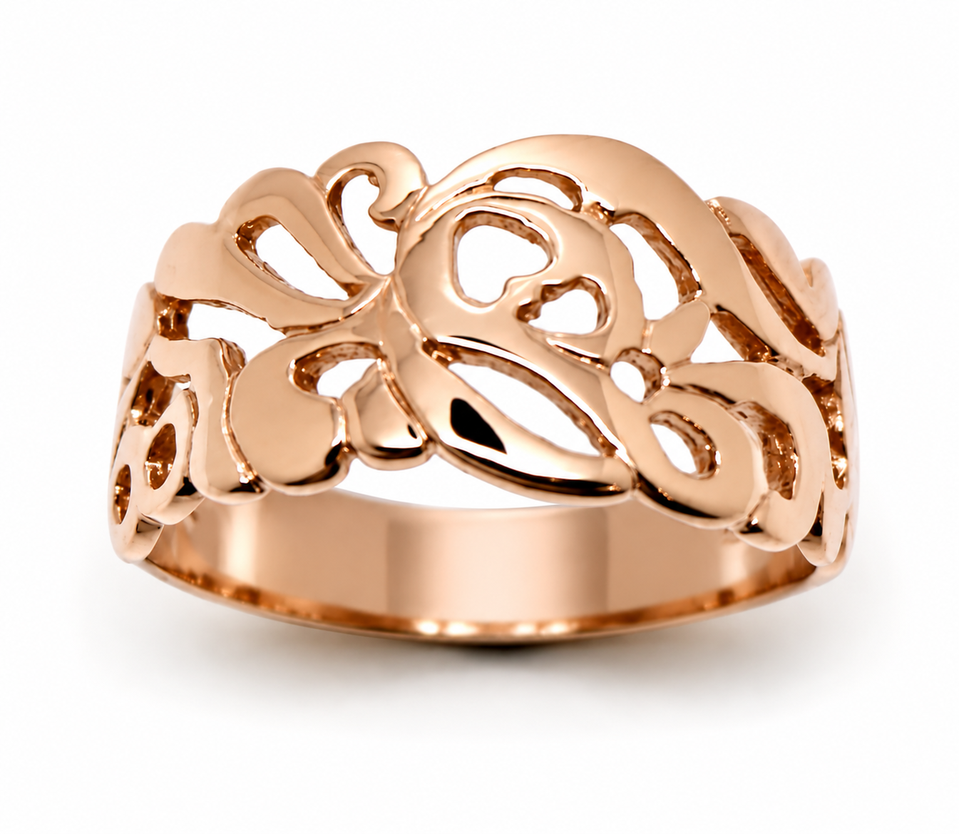 Size R, 8 5/8 Kaedesigns, New 9ct 9K 375 Genuine Yellow, Rose or White Gold Wide Flower Filigree Ring 278