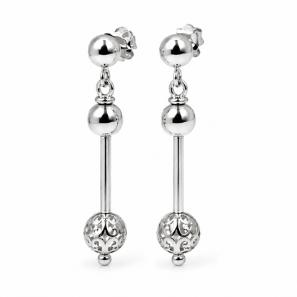 Genuine 9ct 9k 375 Yellow, Rose or White Gold Spinning 6mm Plain + 8mm Filigree Ball Stud Earrings