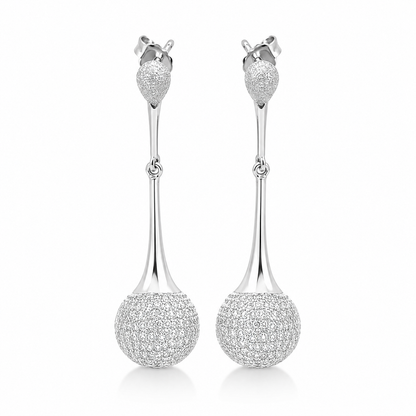 Genuine Sterling Silver 925 Cubic Zirconia Half Ball Stud Earrings