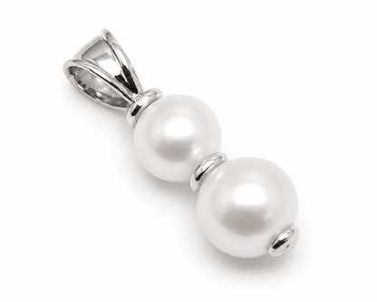 Genuine 9k 9ct 375 Yellow, Rose or White Gold 6mm + 8mm White Pearl Pendant Or Charm