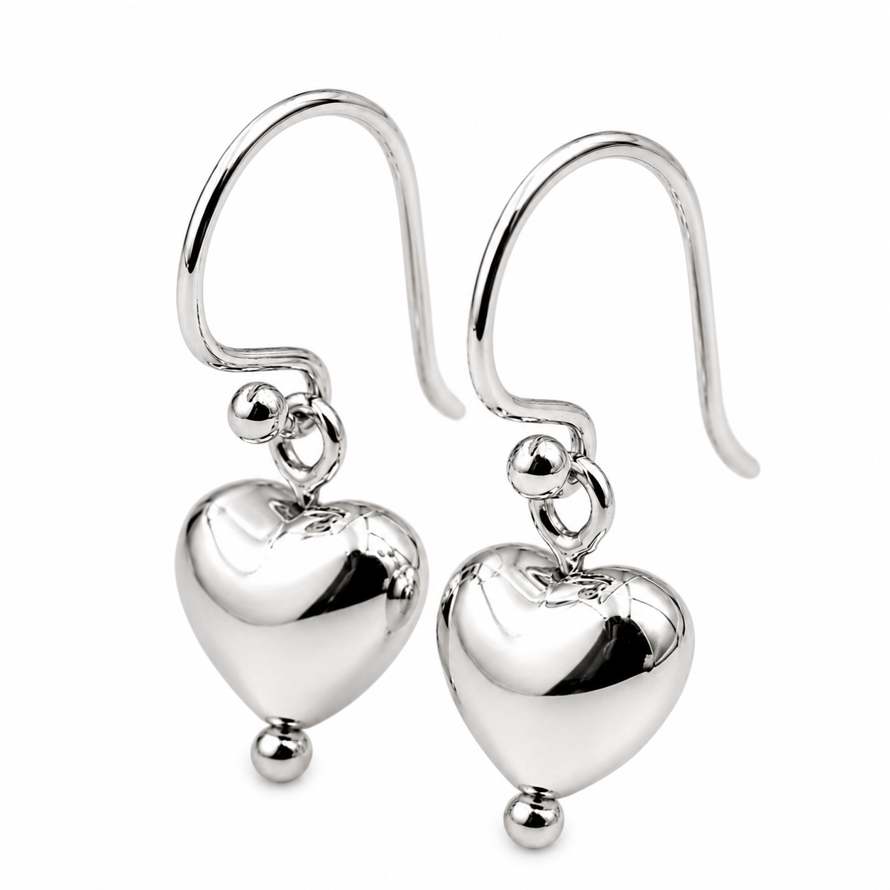 Kaedesigns Genuine 9ct 9kt 375 Yellow, Rose or White Gold Dangle Puffed Heart Earrings