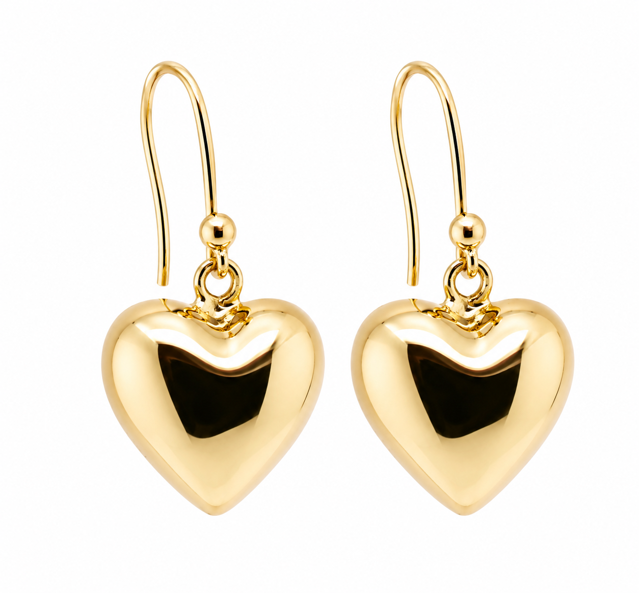 Genuine 9ct 9k 375 Yellow Gold or White Gold or Rose Gold Half Heart Earrings