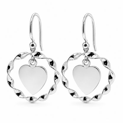Genuine 9ct 9k 375 Solid Yellow, Rose or White Gold Hooks Fancy Heart Disc Earrings