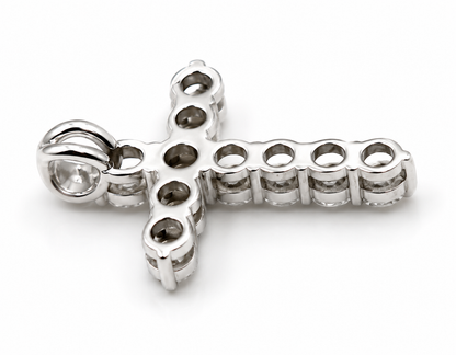 Genuine 9ct 9k 375 White Gold Round Lab Grown Diamond Cross Pendant