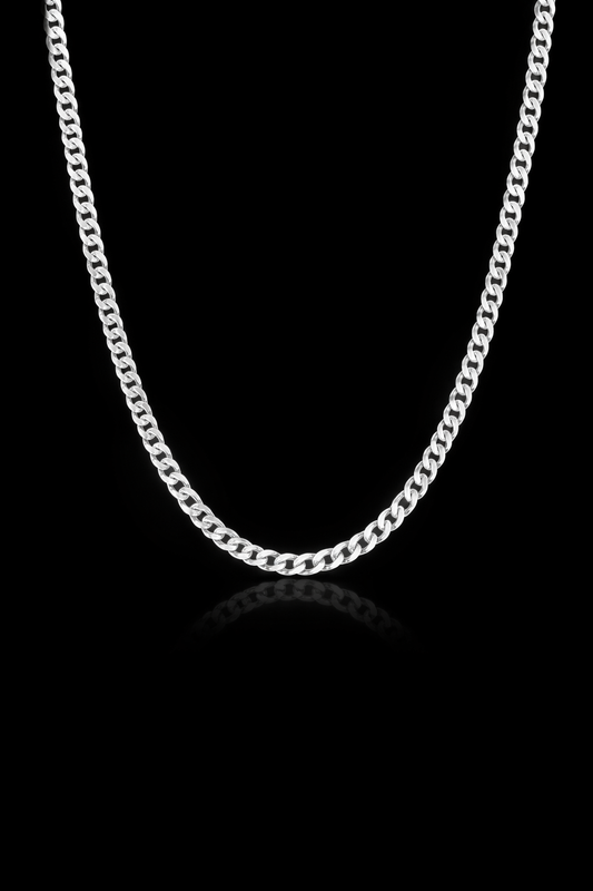 Genuine 9ct 9k White Gold Kerb Curb Chain 3mm Wide 50cm