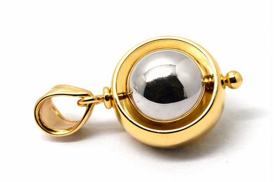 Genuine Heavy 12mm 9ct Yellow and White Gold Belcher Ball Drop Pendant