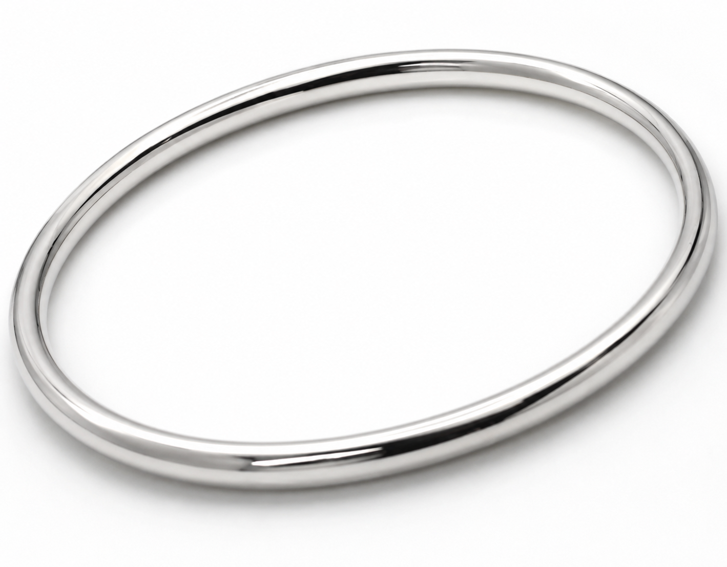 Genuine 9ct Yellow, Rose or White Gold 4mm Wide Hollow Golf Bangle 60mm Diameter