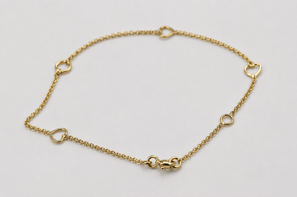 Genuine 9ct Yellow Gold Cut-Out Hearts Cable Bracelet – 16cm + 2cm Extender