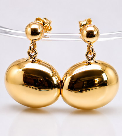 Genuine Very Large Size 9ct 9K Solid Yellow, Rose or White Gold Stud Half Oval Bubble Earrings