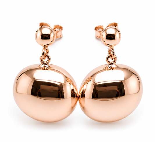 Genuine Very Large Size 9ct 9K Solid Yellow, Rose or White Gold Stud Half Oval Bubble Earrings