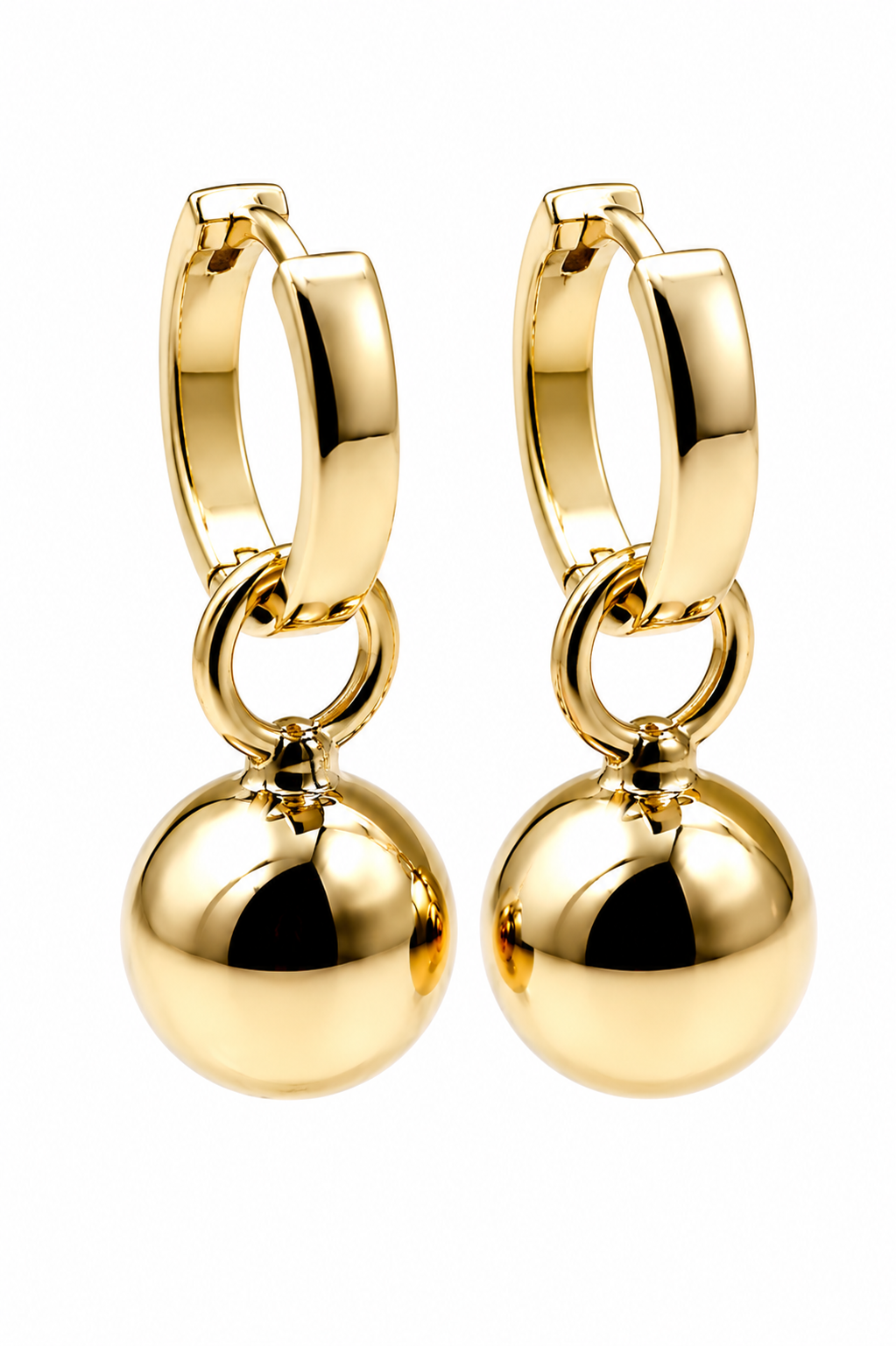 Kaedesigns Genuine 9ct Yellow, Rose or White Gold Hoop 10mm Ball Huggies Earrings