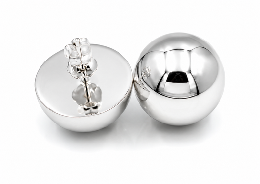 Genuine Sterling Silver 925 Very Large 18mm Stud Earrings Half Ball
